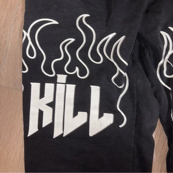 📌SOLD📌 Kill Crew | Black & White Heavyweight Lux Flame Sweatpants - Picture 4 of 9